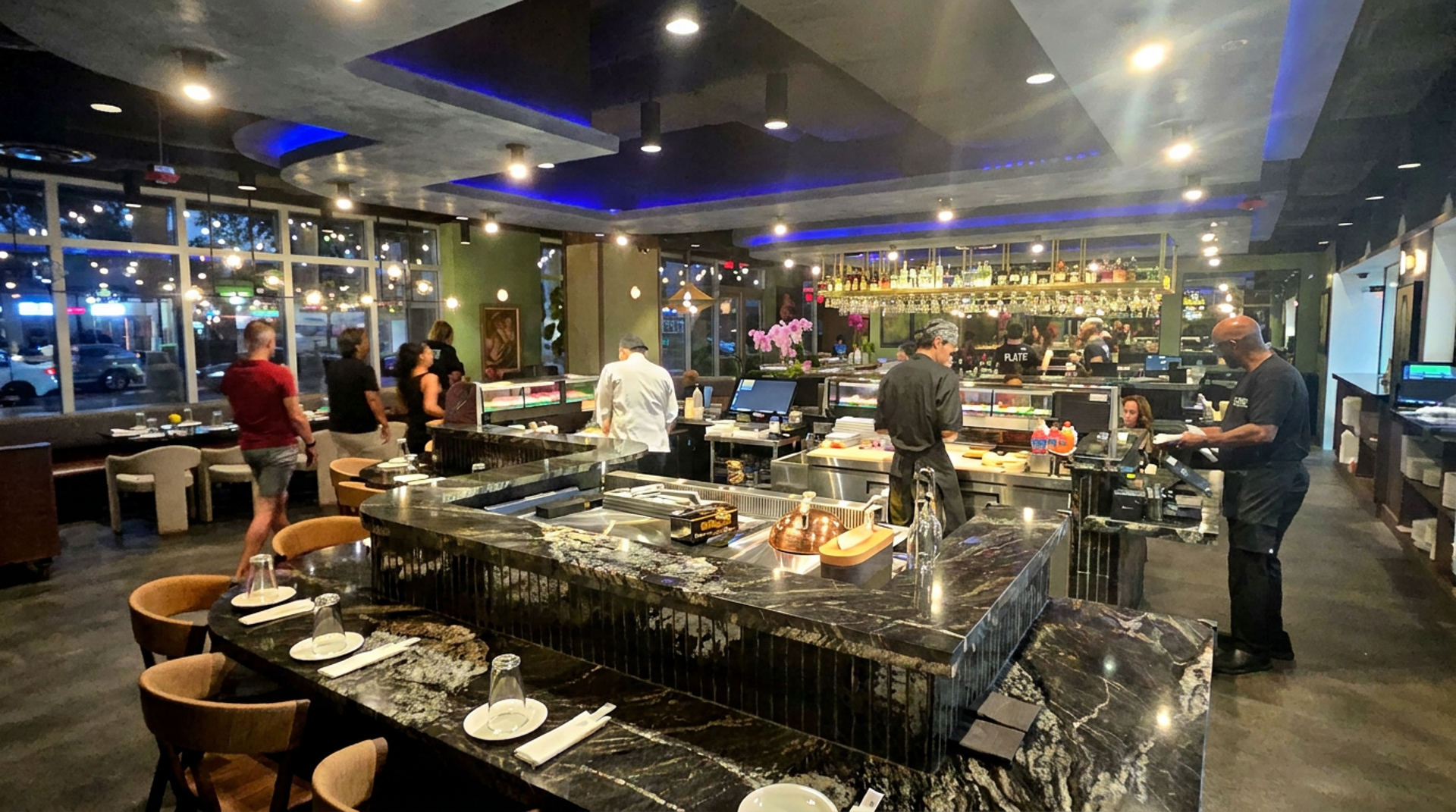 The sushi bar is center stage