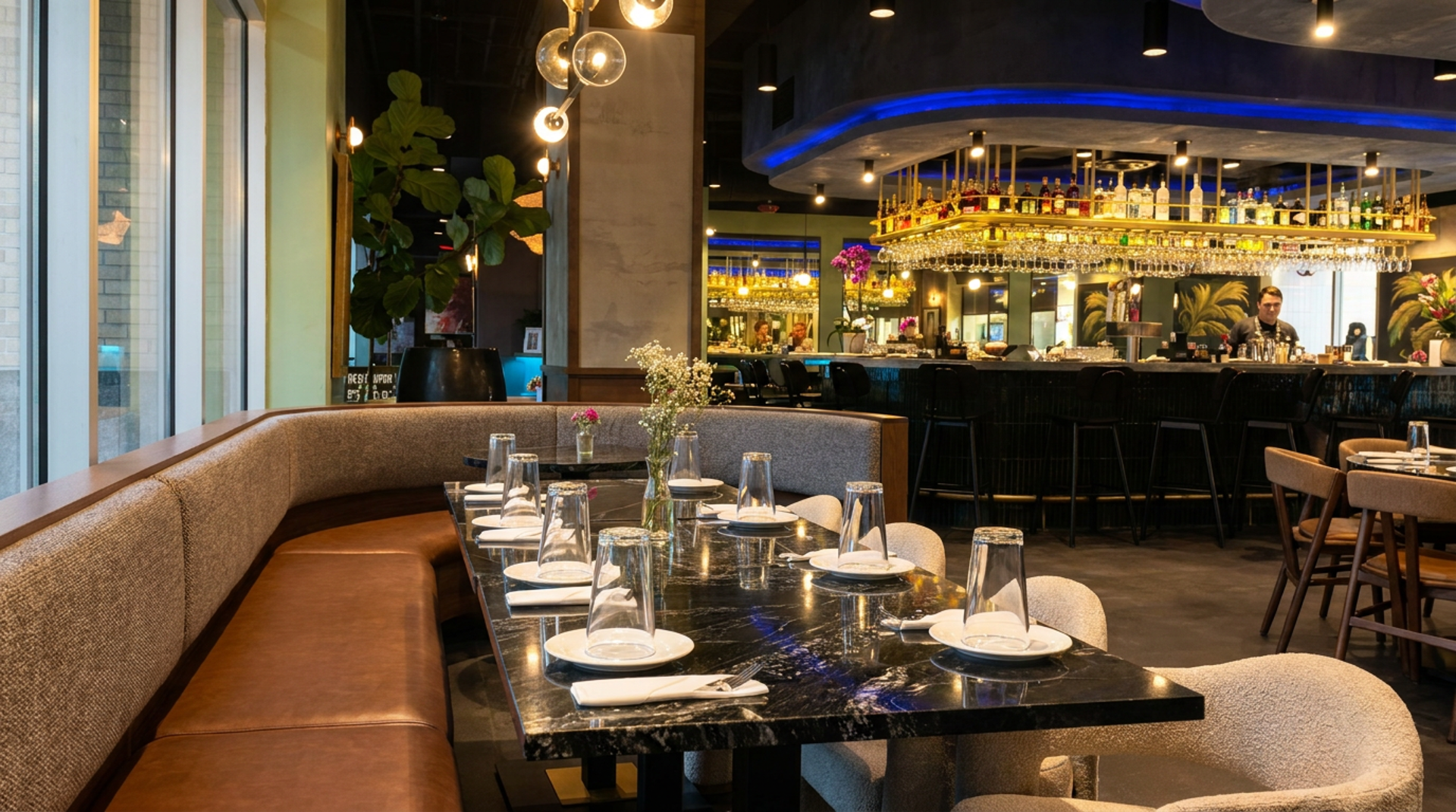The dining room and sushi bar